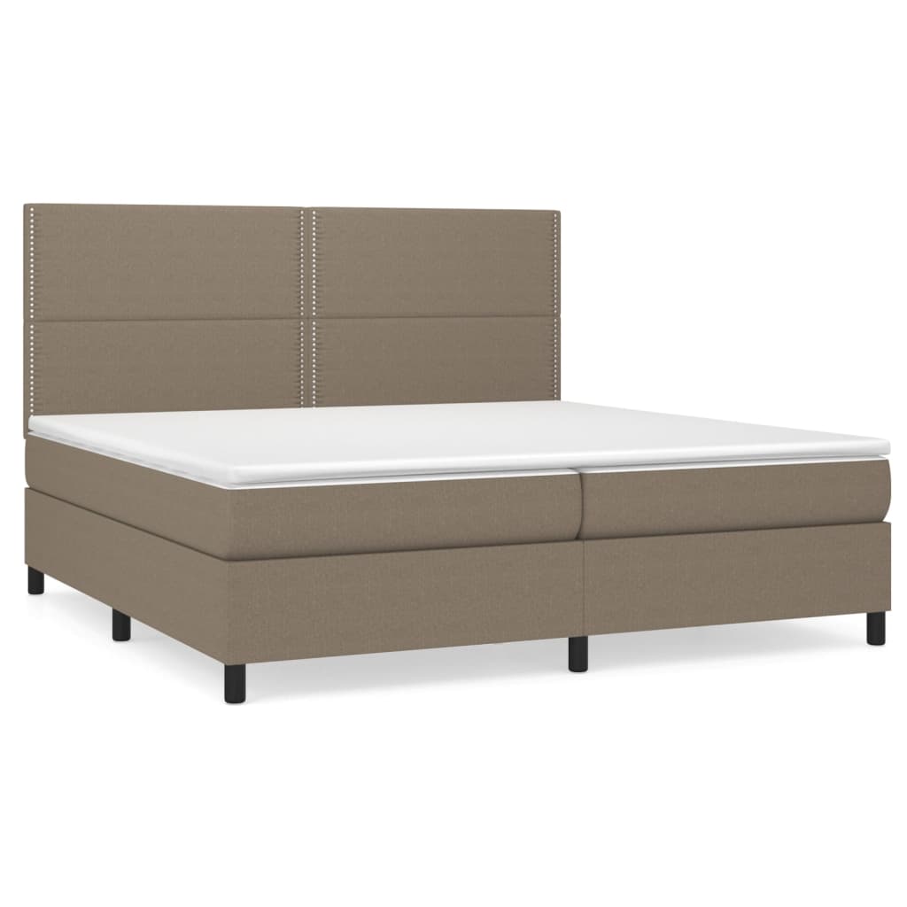 vidaXL Κρεβάτι Boxspring με Στρώμα Taupe 200x200 εκ. Υφασμάτινο