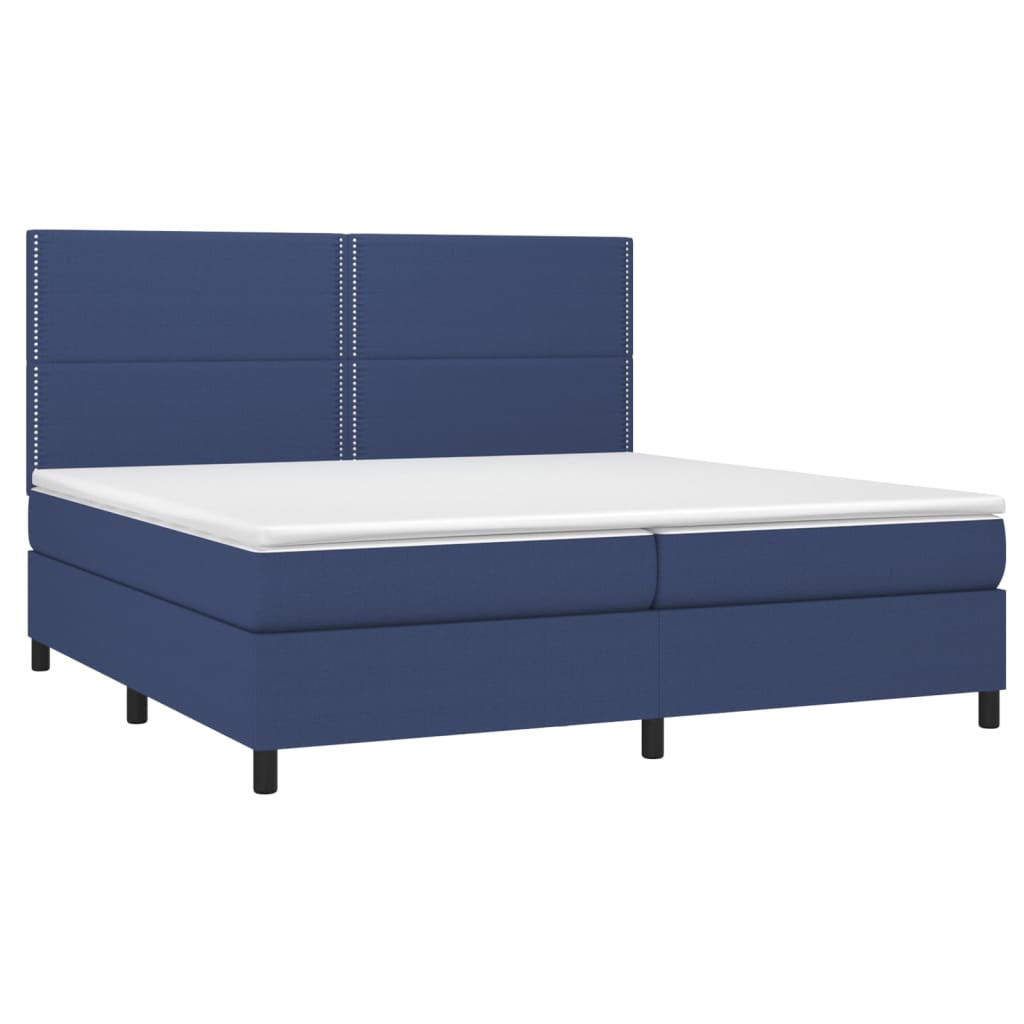vidaXL Κρεβάτι Boxspring με Στρώμα Μπλε 200x200 εκ. Υφασμάτινο