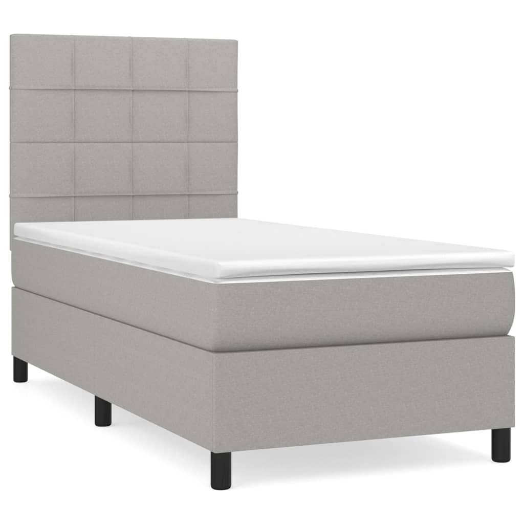 vidaXL Κρεβάτι Boxspring με Στρώμα Ανοιχτό Γκρι 80x200 εκ. Υφασμάτινο