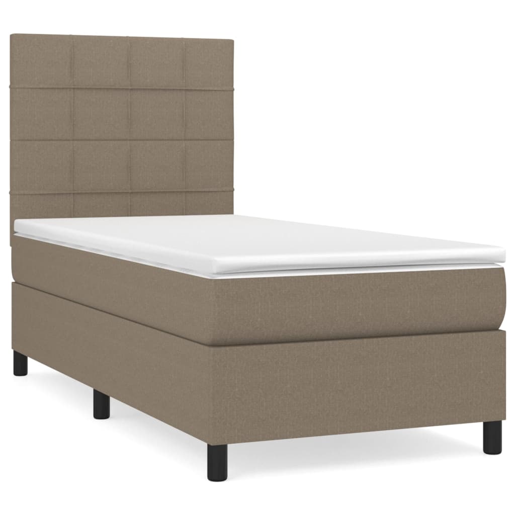 vidaXL Κρεβάτι Boxspring με Στρώμα Taupe 90x200 εκ. Υφασμάτινο