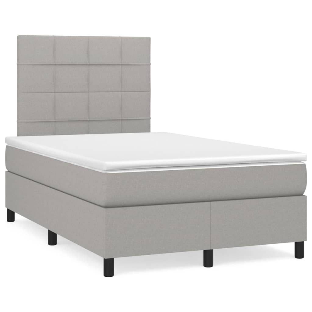 vidaXL Κρεβάτι Boxspring με Στρώμα Ανοιχτό Γκρι 120x200 εκ. Υφασμάτινο