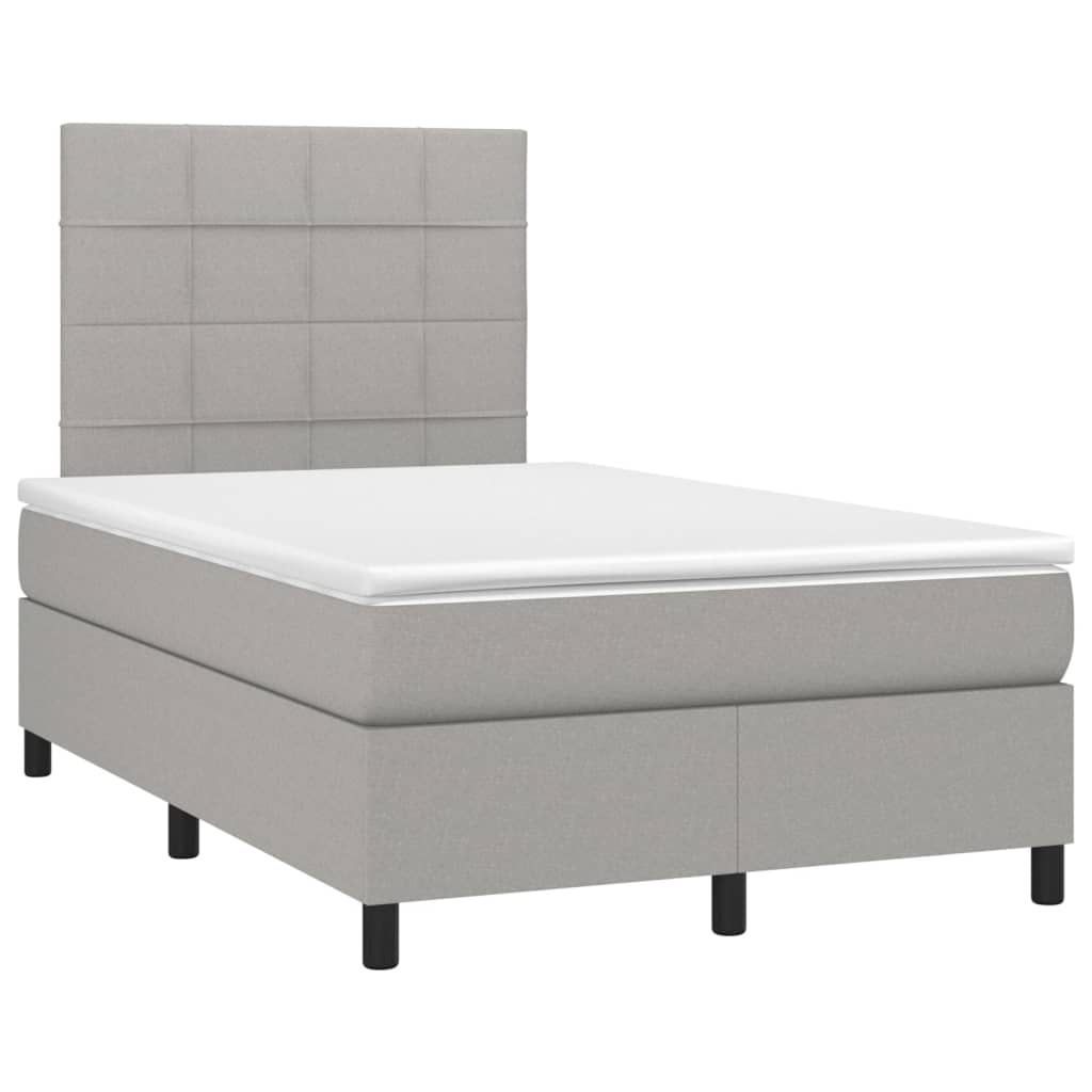 vidaXL Κρεβάτι Boxspring με Στρώμα Ανοιχτό Γκρι 120x200 εκ. Υφασμάτινο