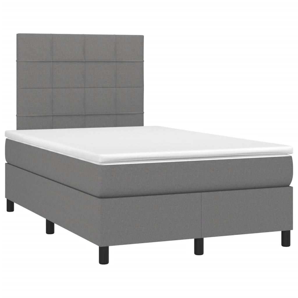 vidaXL Κρεβάτι Boxspring με Στρώμα Σκούρο Γκρι 120x200 εκ. Υφασμάτινο