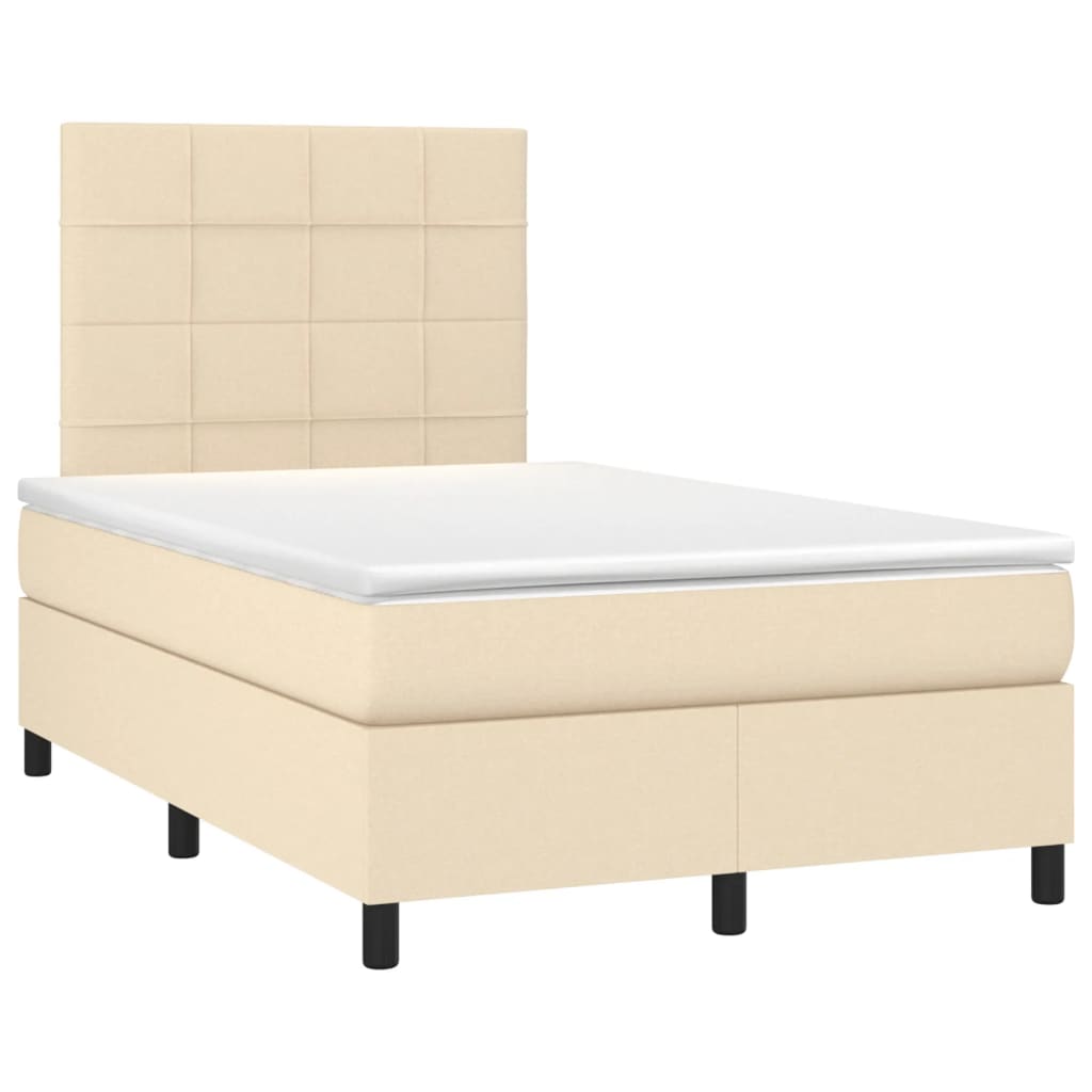 vidaXL Κρεβάτι Boxspring με Στρώμα Κρεμ 120x200 εκ. Υφασμάτινο