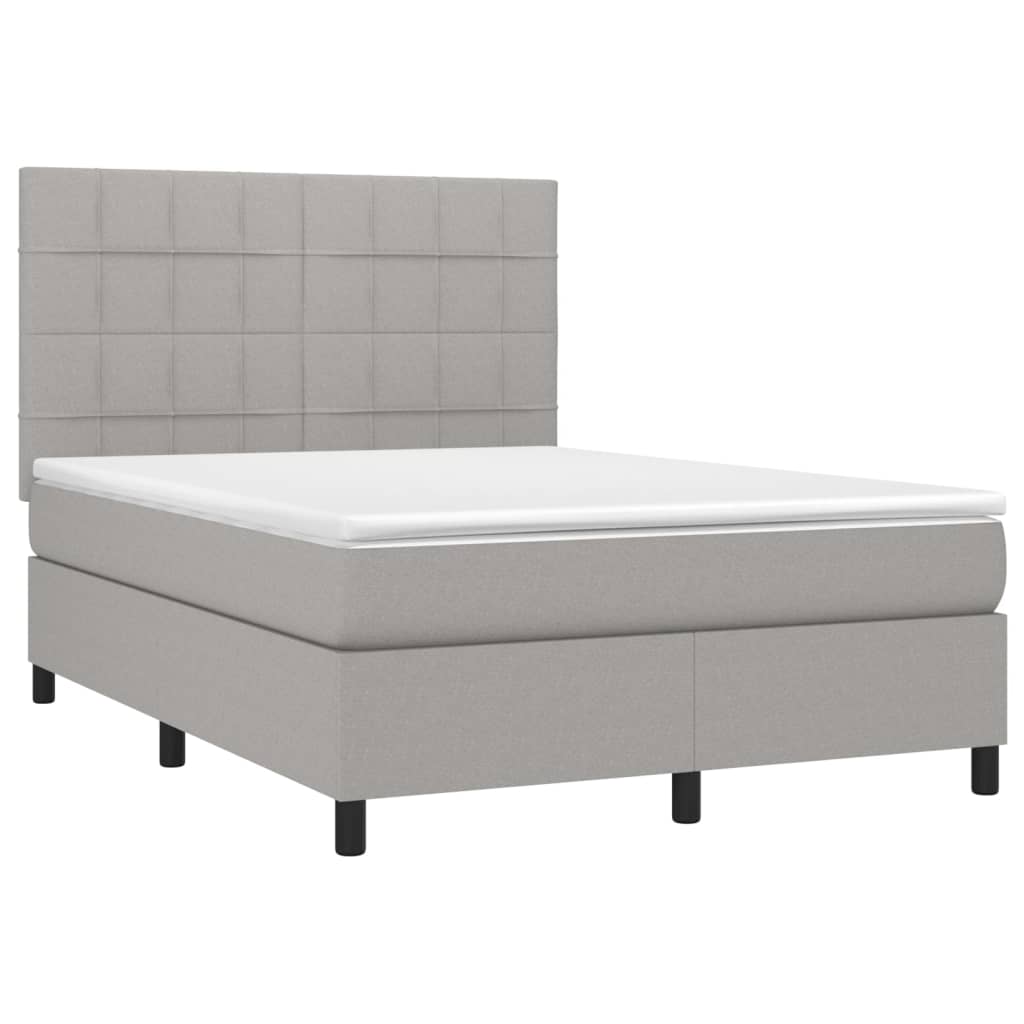 vidaXL Κρεβάτι Boxspring με Στρώμα Ανοιχτό Γκρι 140x200 εκ. Υφασμάτινο