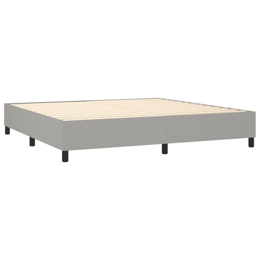 vidaXL Κρεβάτι Boxspring με Στρώμα Ανοιχτό Γκρι 200x200 εκ. Υφασμάτινο