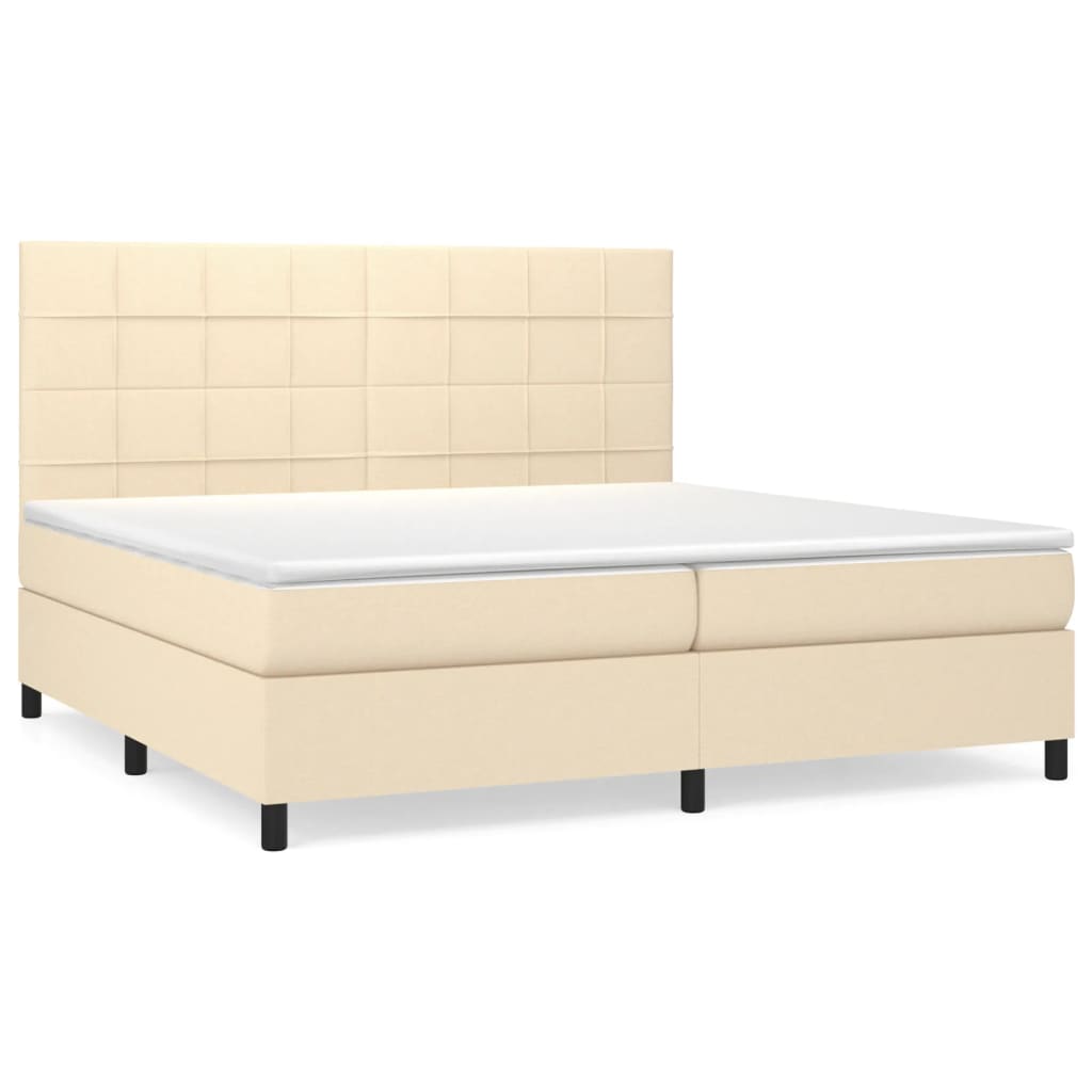 vidaXL Κρεβάτι Boxspring με Στρώμα Κρεμ 200x200 εκ. Υφασμάτινο
