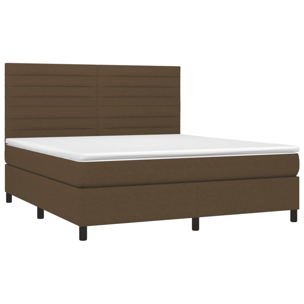 vidaXL Κρεβάτι Boxspring με Στρώμα Σκούρο Καφέ 160x200 εκ Υφασμάτινο