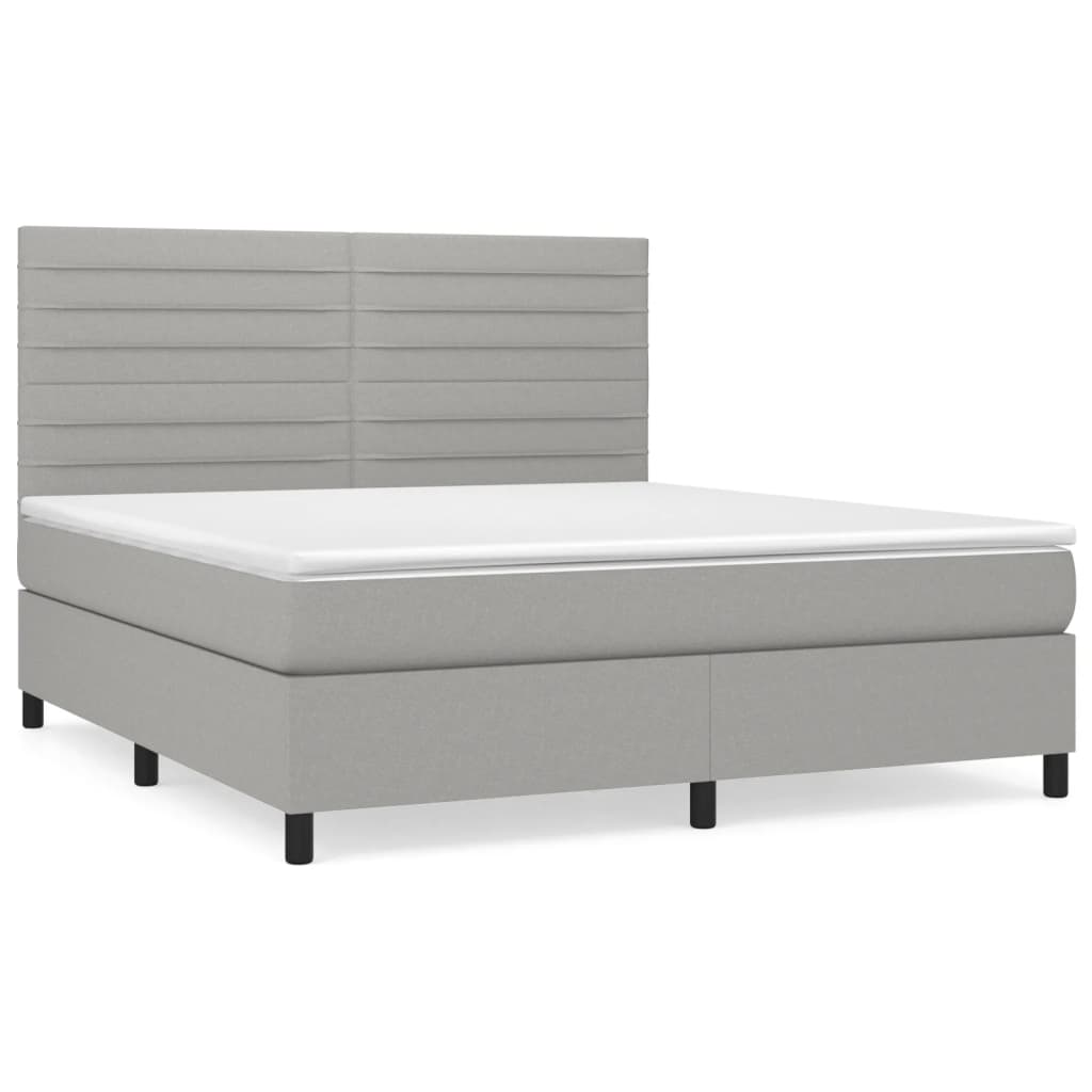 vidaXL Κρεβάτι Boxspring με Στρώμα Ανοιχτό Γκρι 180x200 εκ. Υφασμάτινο