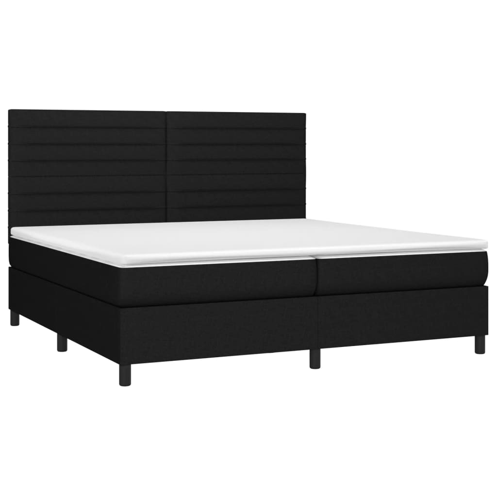 vidaXL Κρεβάτι Boxspring με Στρώμα Μαύρο 200x200 εκ. Υφασμάτινο
