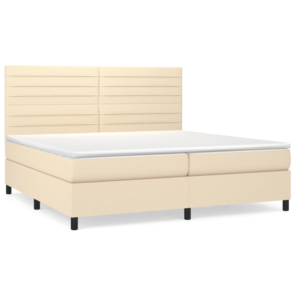 vidaXL Κρεβάτι Boxspring με Στρώμα Κρεμ 200x200 εκ. Υφασμάτινο
