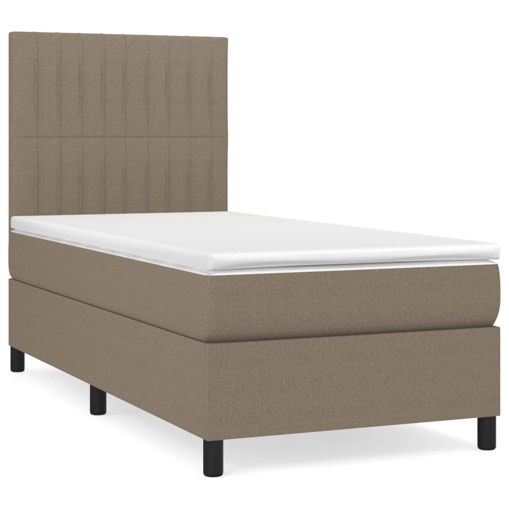 vidaXL Κρεβάτι Boxspring με Στρώμα Taupe 90x190 εκ.Υφασμάτινο