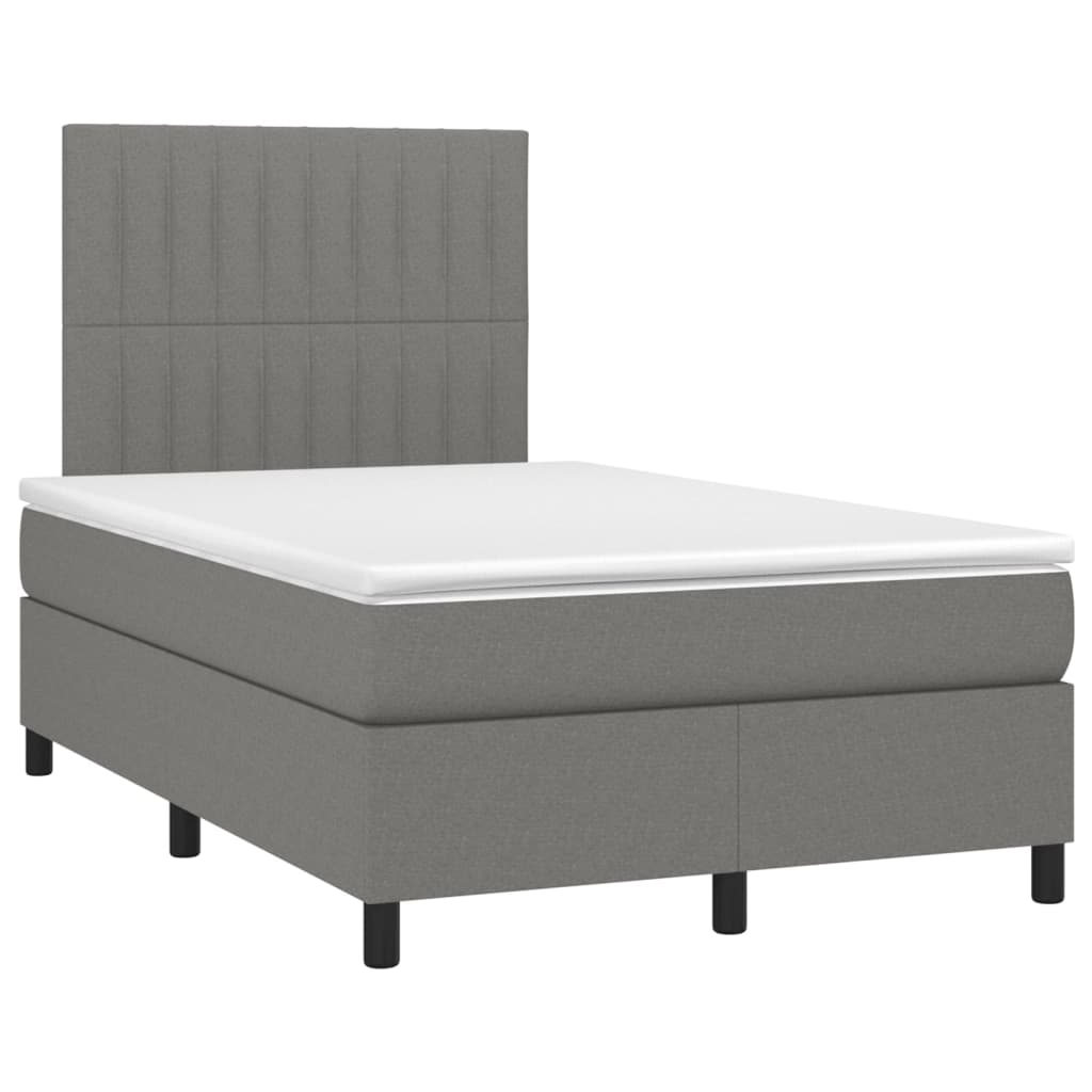 vidaXL Κρεβάτι Boxspring με Στρώμα Σκούρο Γκρι 120x200 εκ. Υφασμάτινο