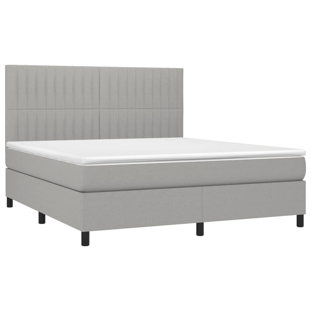 vidaXL Κρεβάτι Boxspring με Στρώμα Ανοιχτό Γκρι 180x200 εκ. Υφασμάτινο