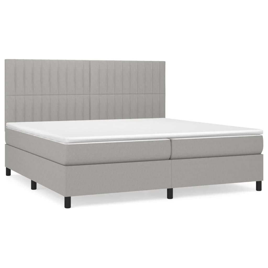 vidaXL Κρεβάτι Boxspring με Στρώμα Ανοιχτό Γκρι 200x200 εκ. Υφασμάτινο
