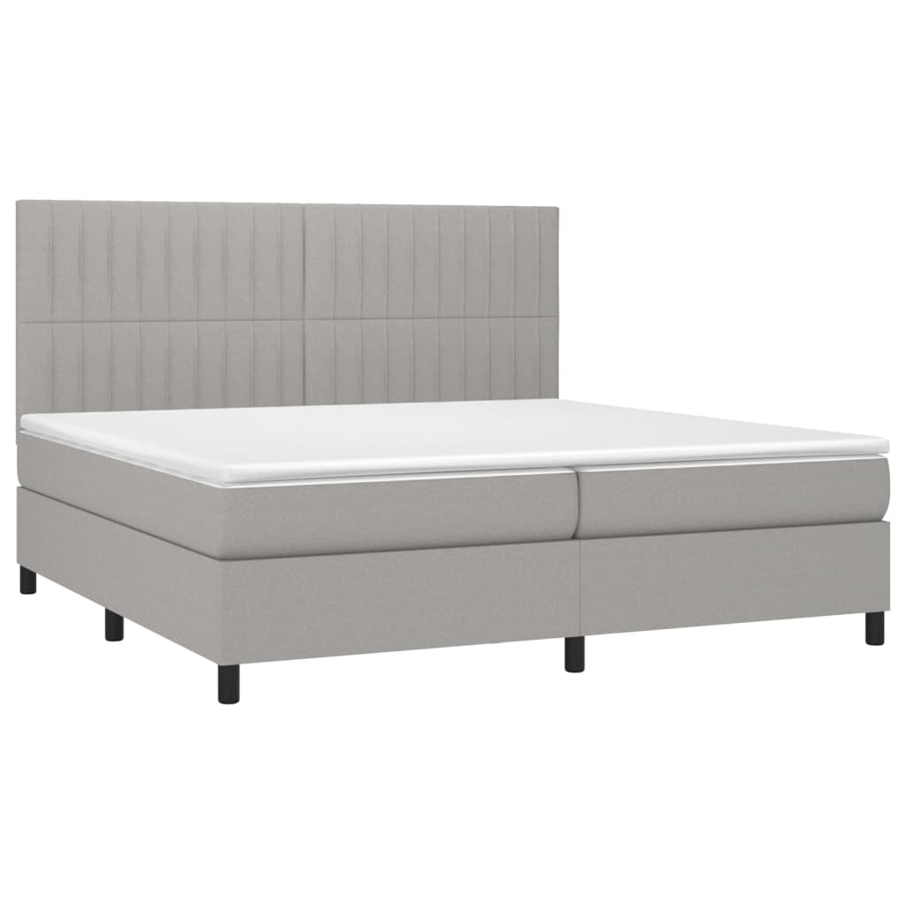 vidaXL Κρεβάτι Boxspring με Στρώμα Ανοιχτό Γκρι 200x200 εκ. Υφασμάτινο