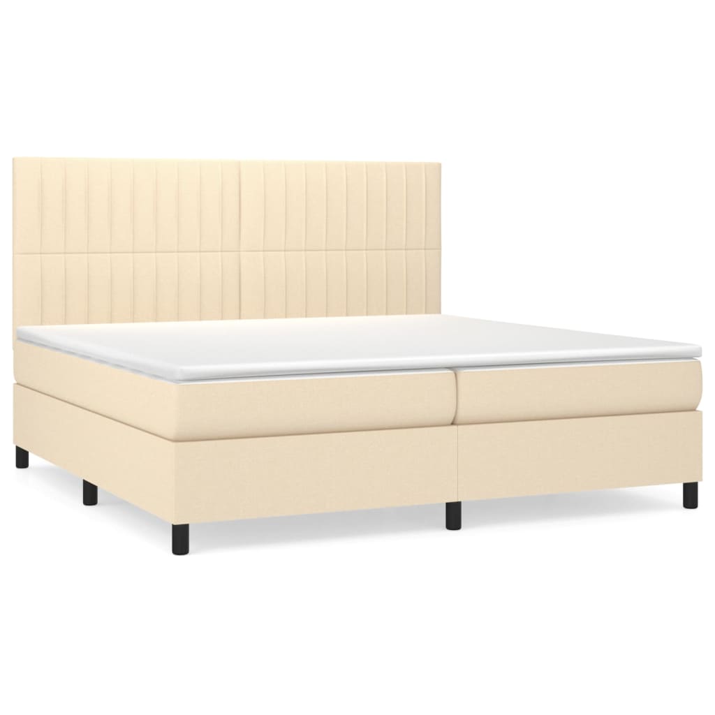vidaXL Κρεβάτι Boxspring με Στρώμα Κρεμ 200x200 εκ. Υφασμάτινο
