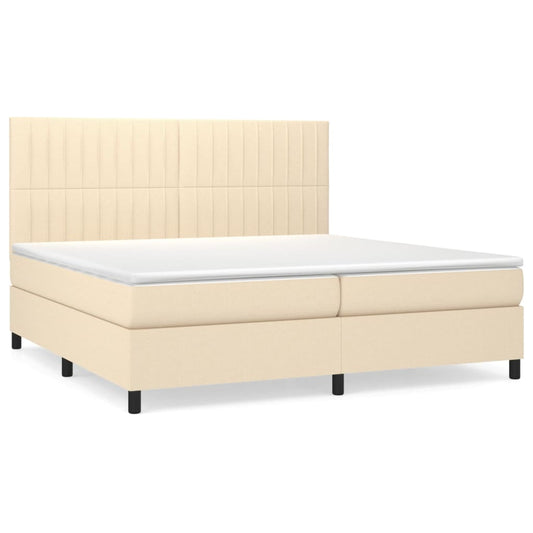 vidaXL Κρεβάτι Boxspring με Στρώμα Κρεμ 200x200 εκ. Υφασμάτινο