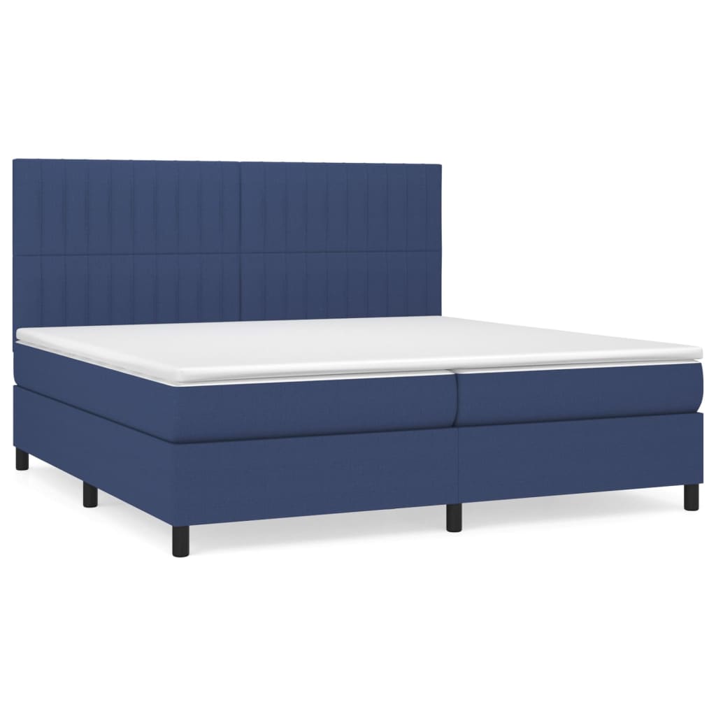 vidaXL Κρεβάτι Boxspring με Στρώμα Μπλε 200x200 εκ. Υφασμάτινο