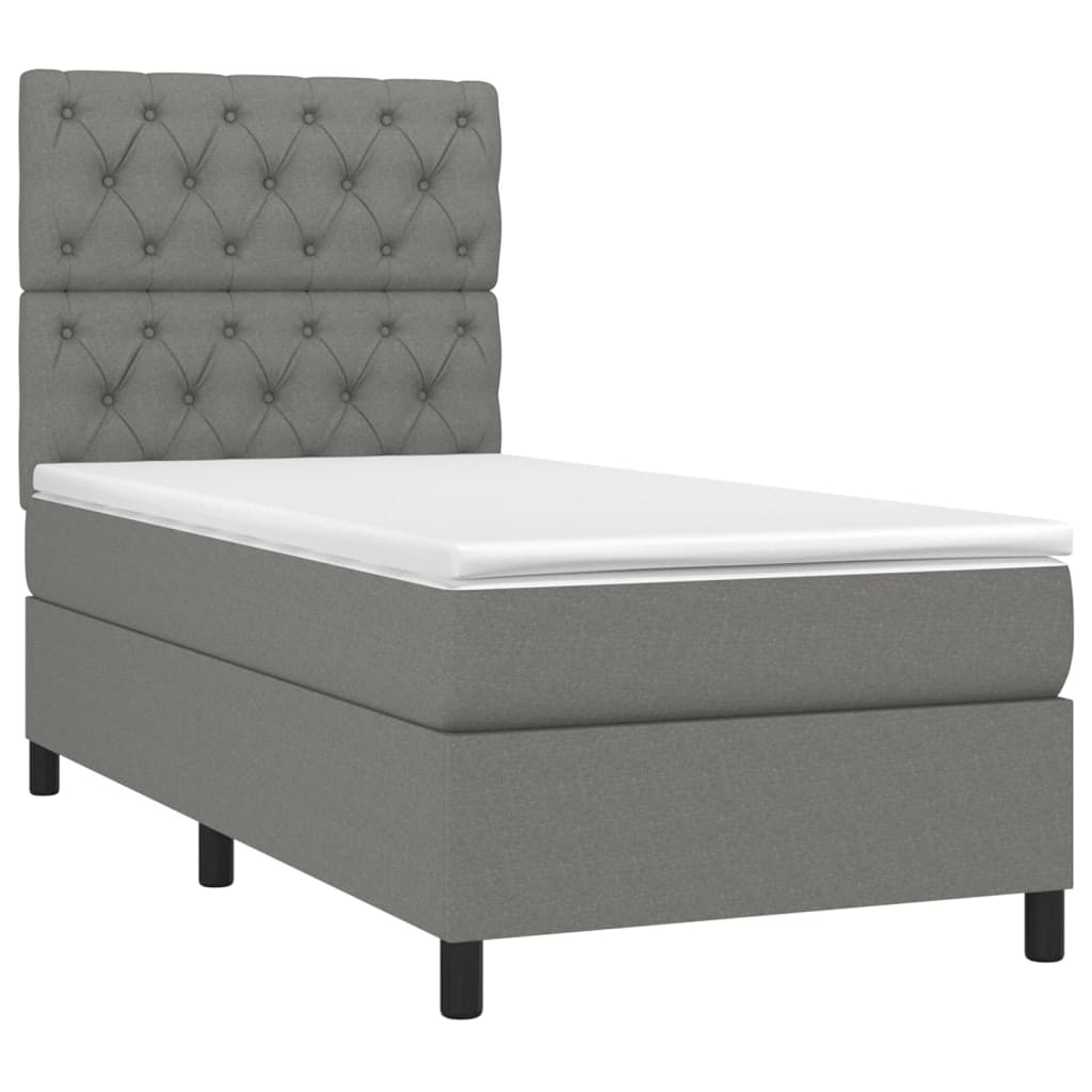vidaXL Κρεβάτι Boxspring με Στρώμα Σκούρο Γκρι 80x200 εκ. Υφασμάτινο