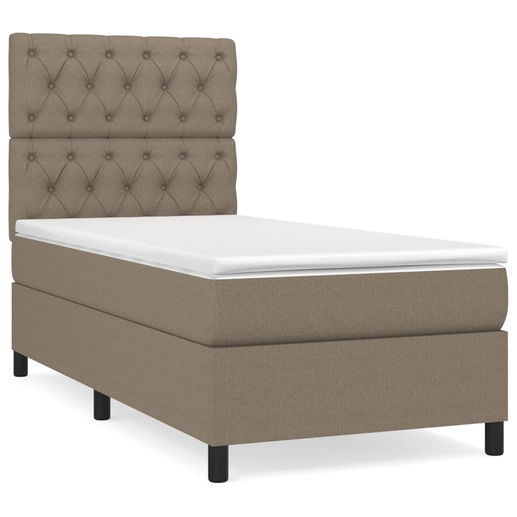 vidaXL Κρεβάτι Boxspring με Στρώμα Taupe 80x200 εκ. Υφασμάτινο