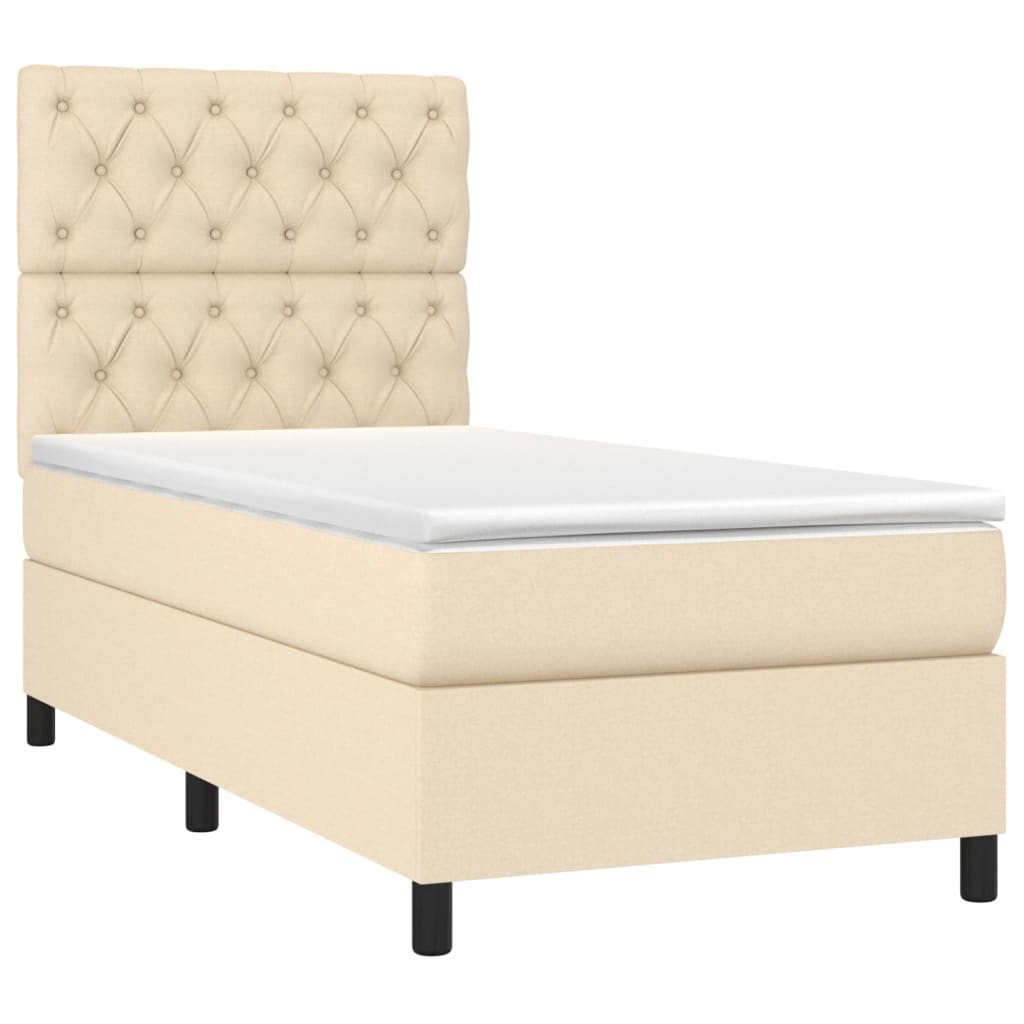 vidaXL Κρεβάτι Boxspring με Στρώμα Κρεμ 80 x 200 εκ. Υφασμάτινο