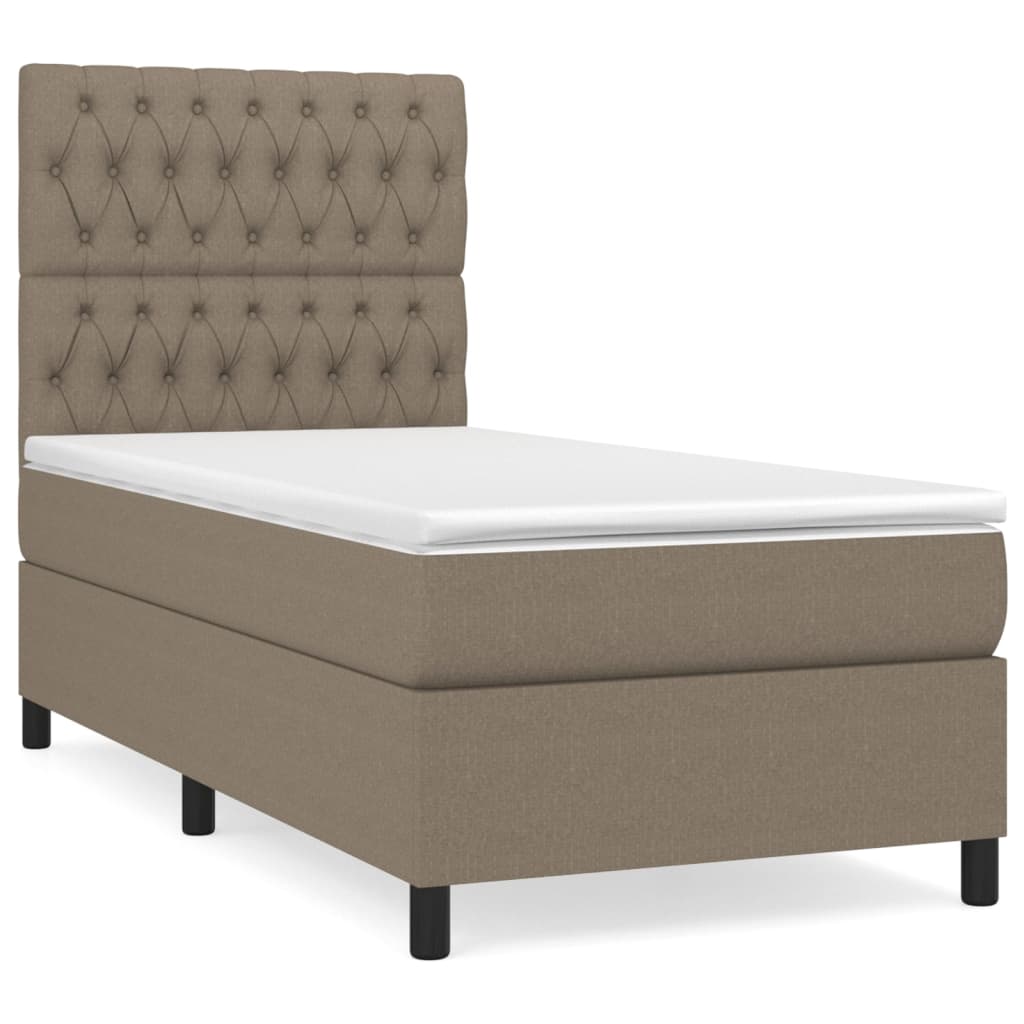 vidaXL Κρεβάτι Boxspring με Στρώμα Taupe 90x200 εκ. Υφασμάτινο