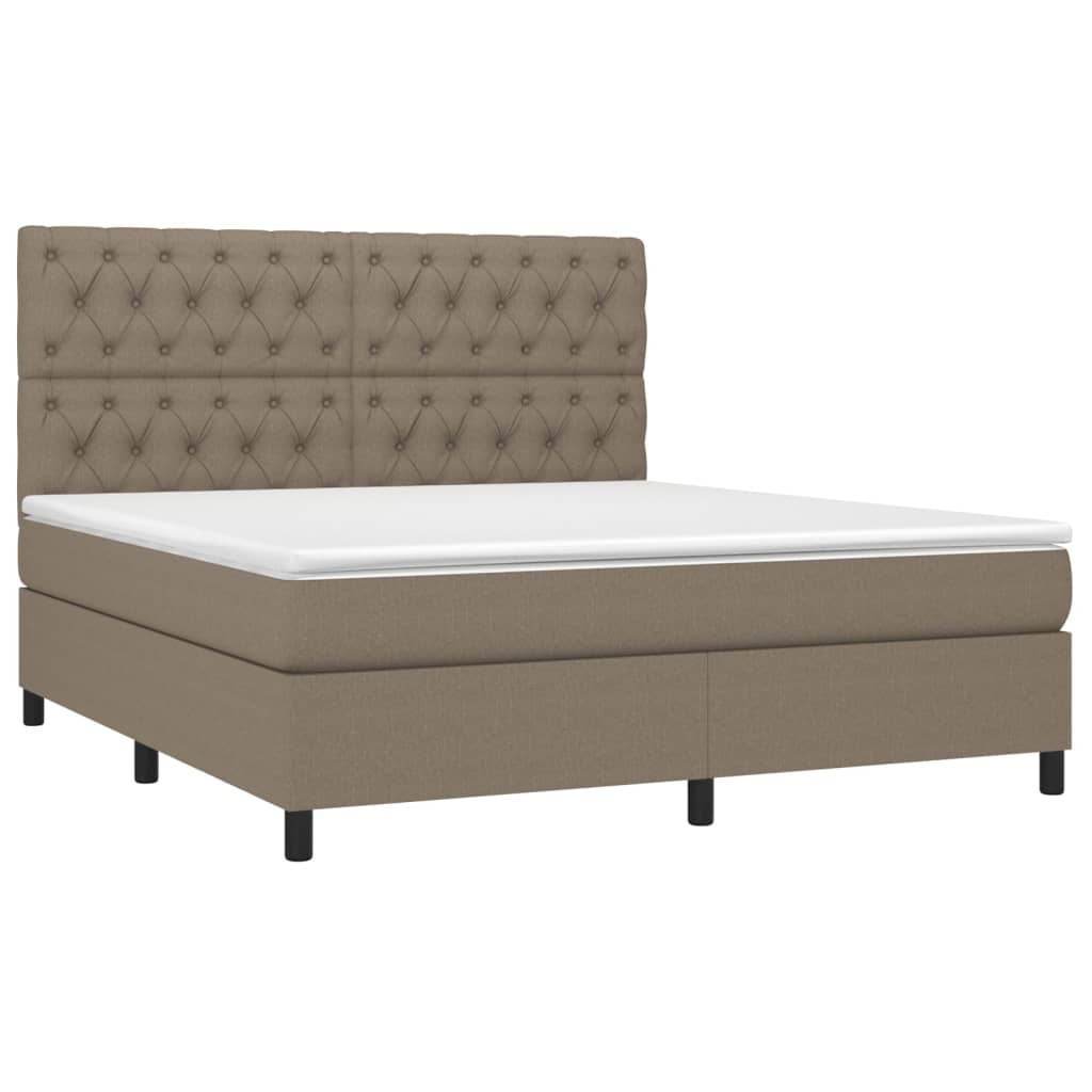 vidaXL Κρεβάτι Boxspring με Στρώμα Taupe 160x200 εκ. Υφασμάτινο