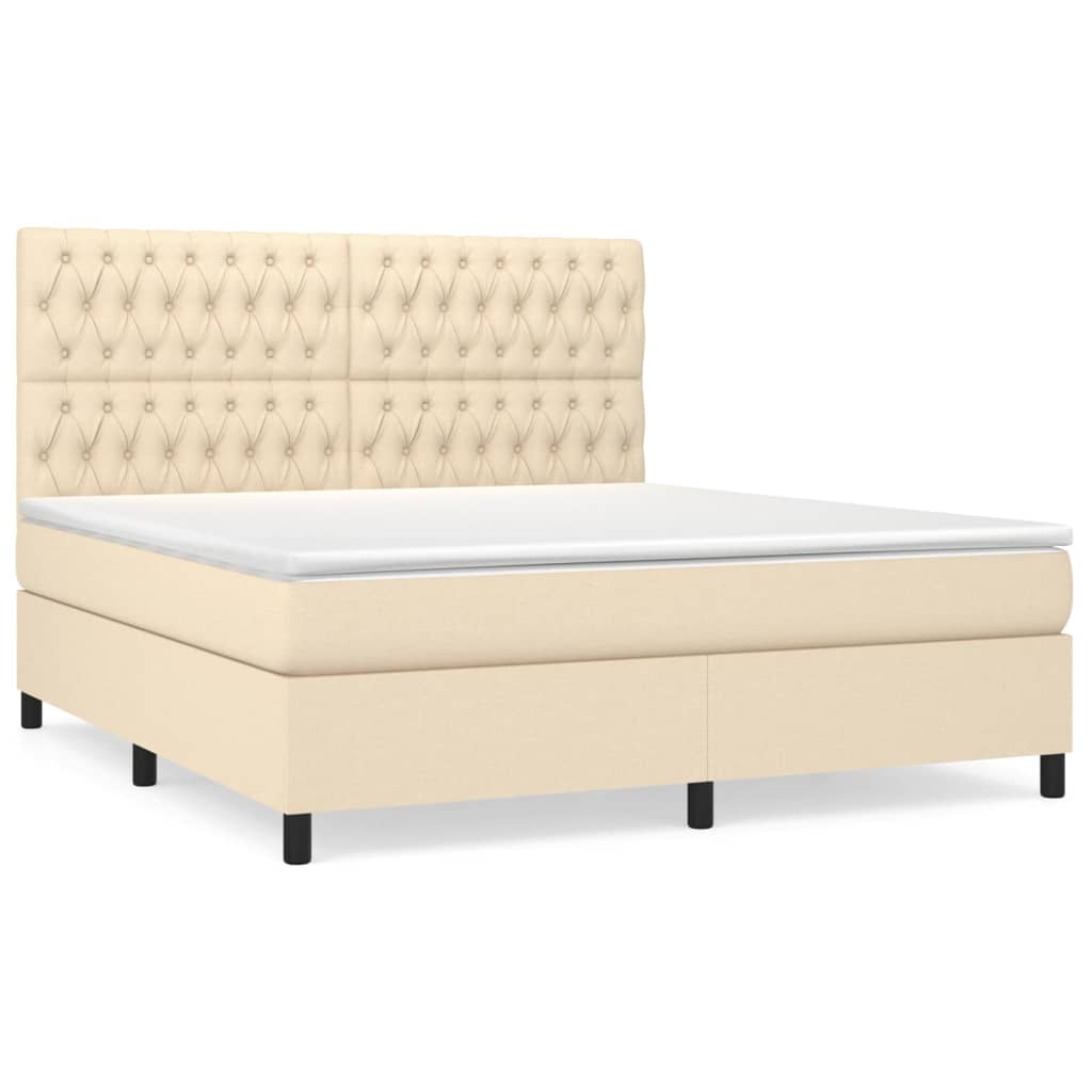 vidaXL Κρεβάτι Boxspring με Στρώμα Κρεμ 180x200 εκ. Υφασμάτινο