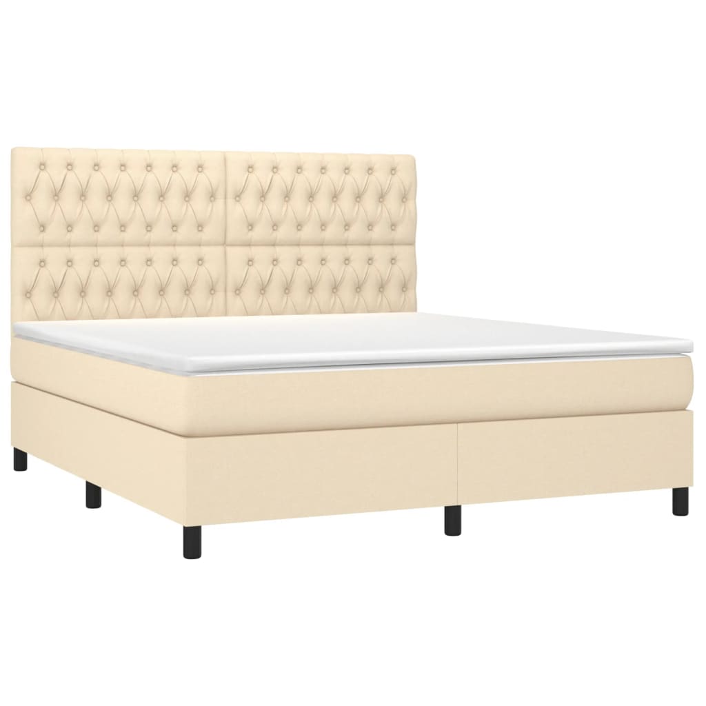 vidaXL Κρεβάτι Boxspring με Στρώμα Κρεμ 180x200 εκ. Υφασμάτινο