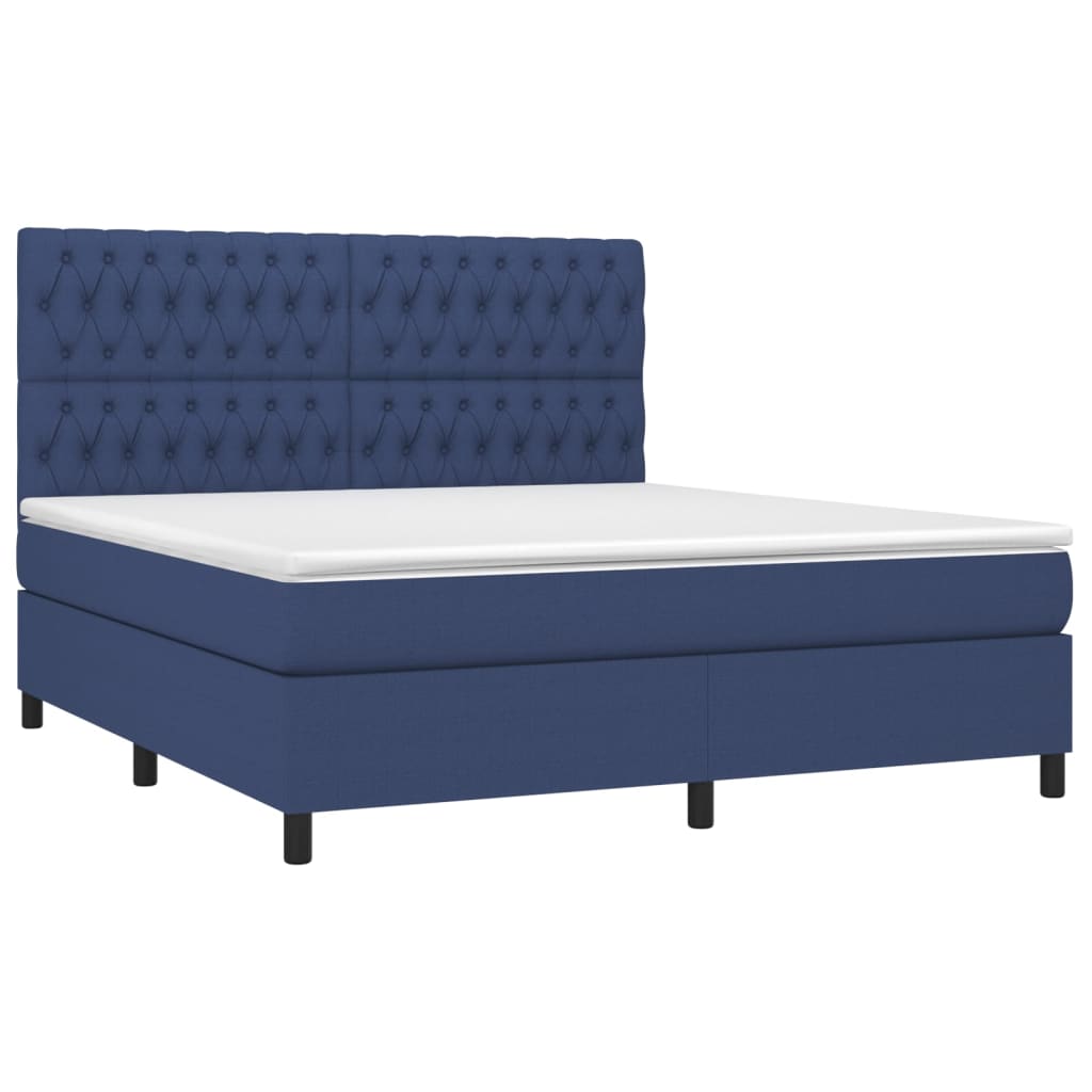 vidaXL Κρεβάτι Boxspring με Στρώμα Μπλε 180x200 εκ. Υφασμάτινο