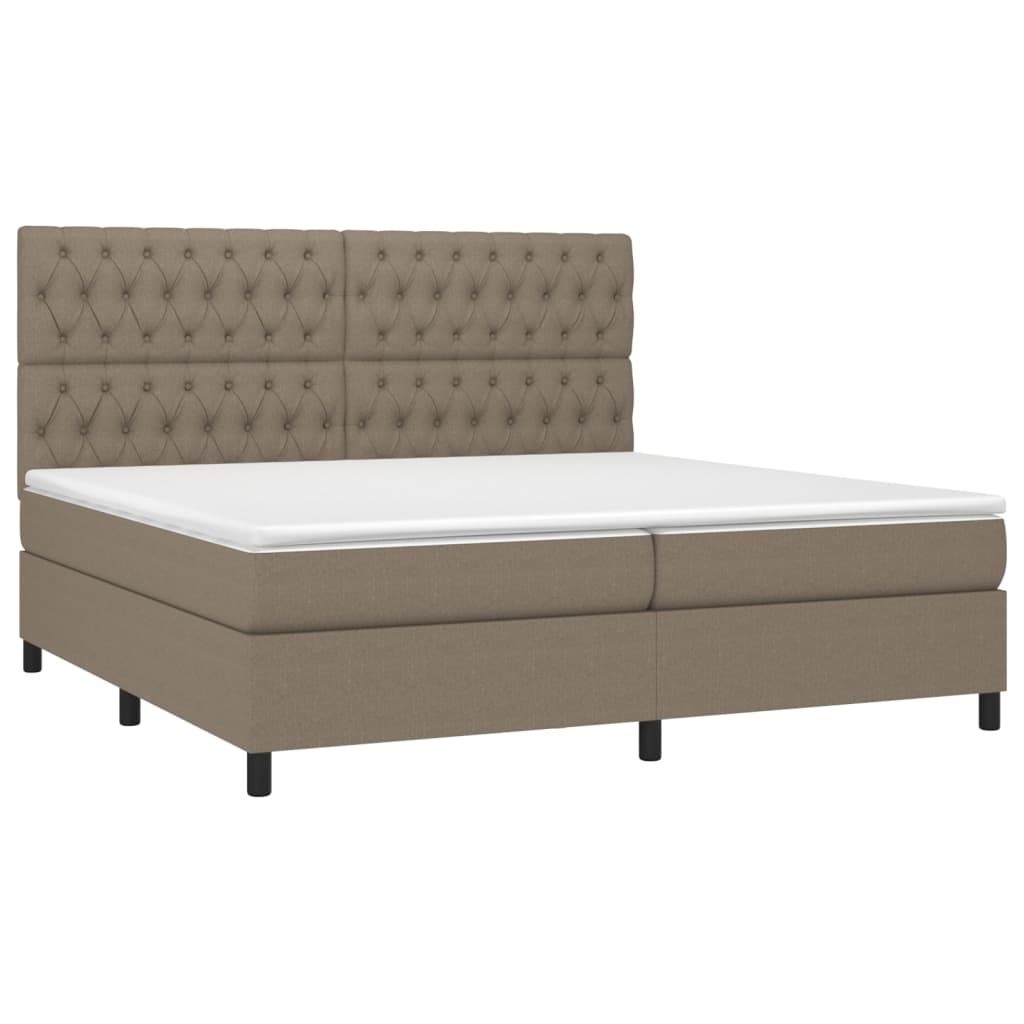 vidaXL Κρεβάτι Boxspring με Στρώμα Taupe 200x200 εκ. Υφασμάτινο