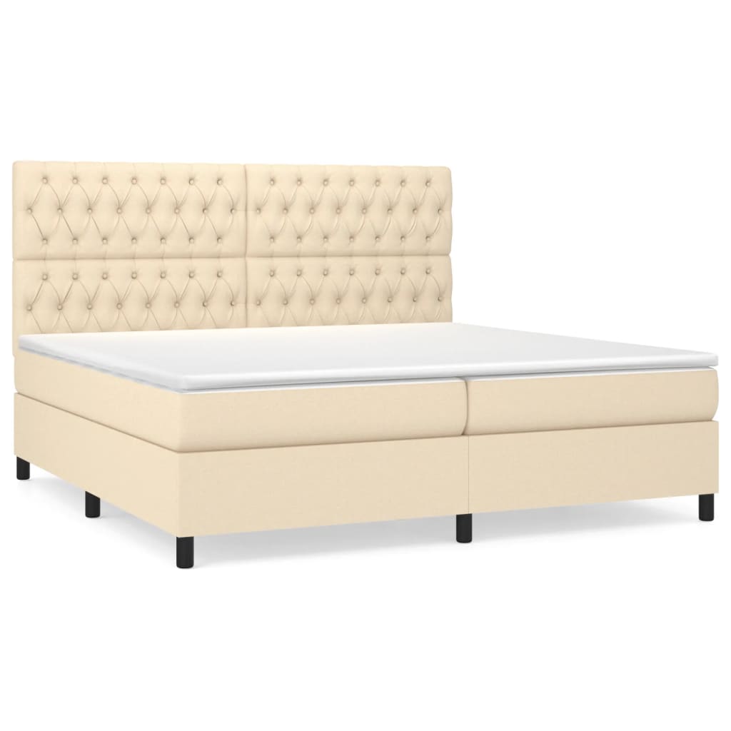 vidaXL Κρεβάτι Boxspring με Στρώμα Κρεμ 200x200 εκ. Υφασμάτινο