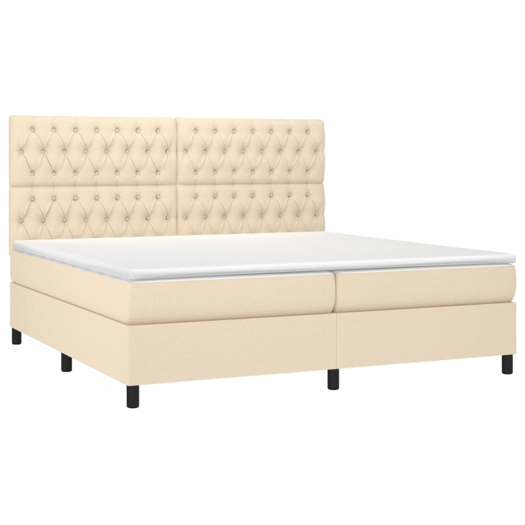 vidaXL Κρεβάτι Boxspring με Στρώμα Κρεμ 200x200 εκ. Υφασμάτινο