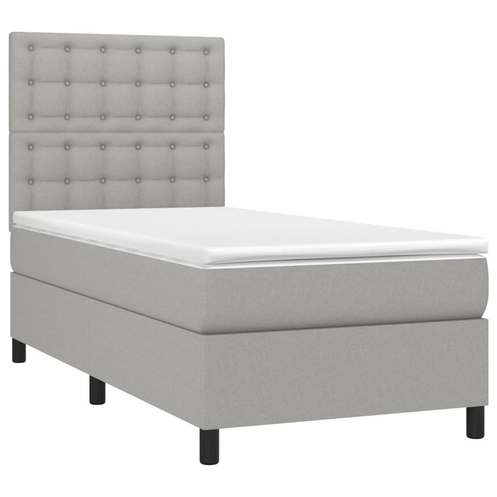 vidaXL Κρεβάτι Boxspring με Στρώμα Ανοιχτό Γκρι 80x200 εκ. Υφασμάτινο
