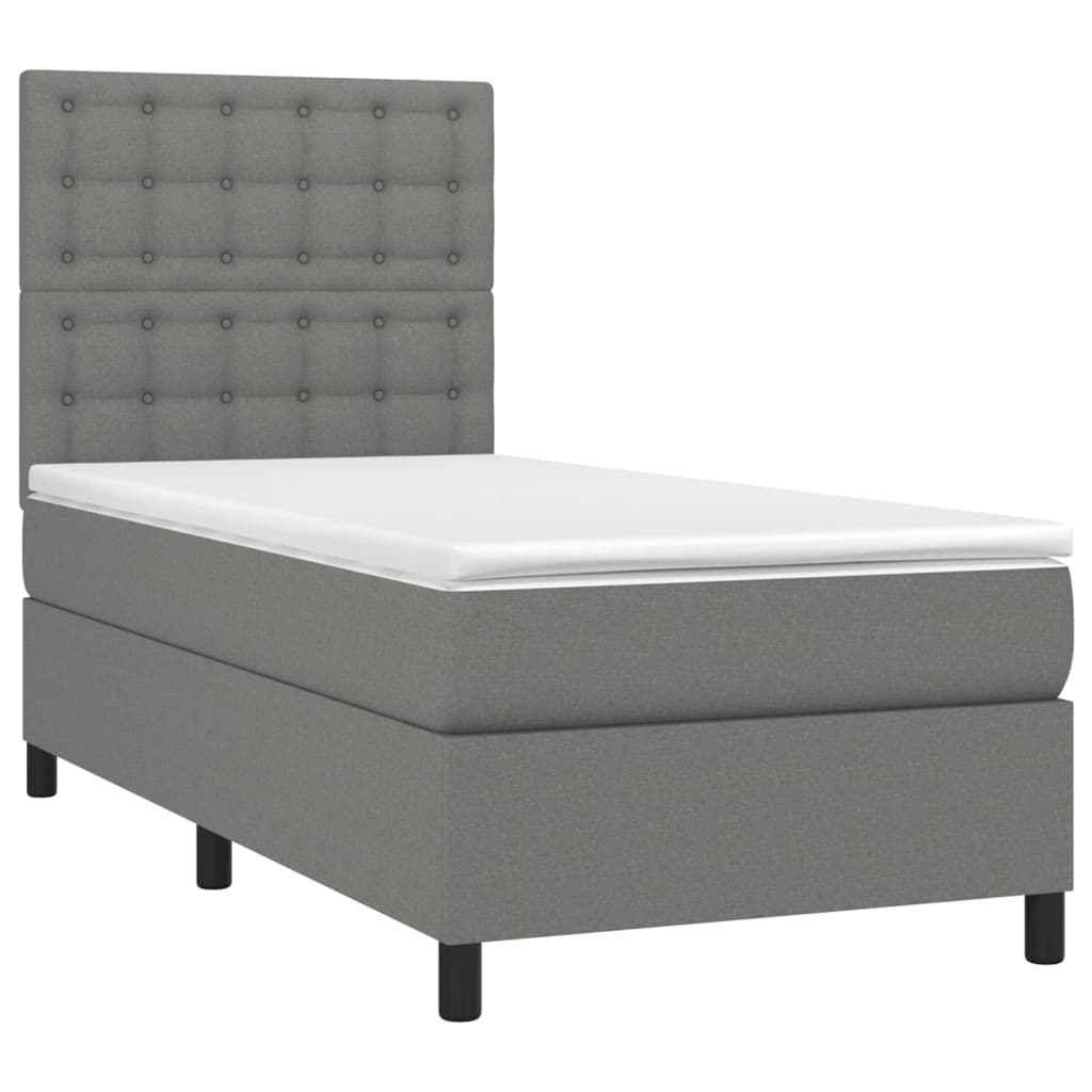 vidaXL Κρεβάτι Boxspring με Στρώμα Σκούρο Γκρι 80x200 εκ. Υφασμάτινο