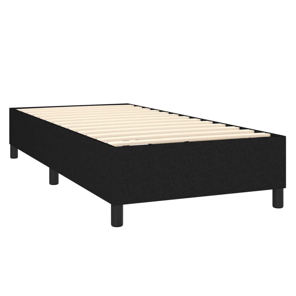 vidaXL Κρεβάτι Boxspring με Στρώμα Μαύρο 90x200 εκ. Υφασμάτινο