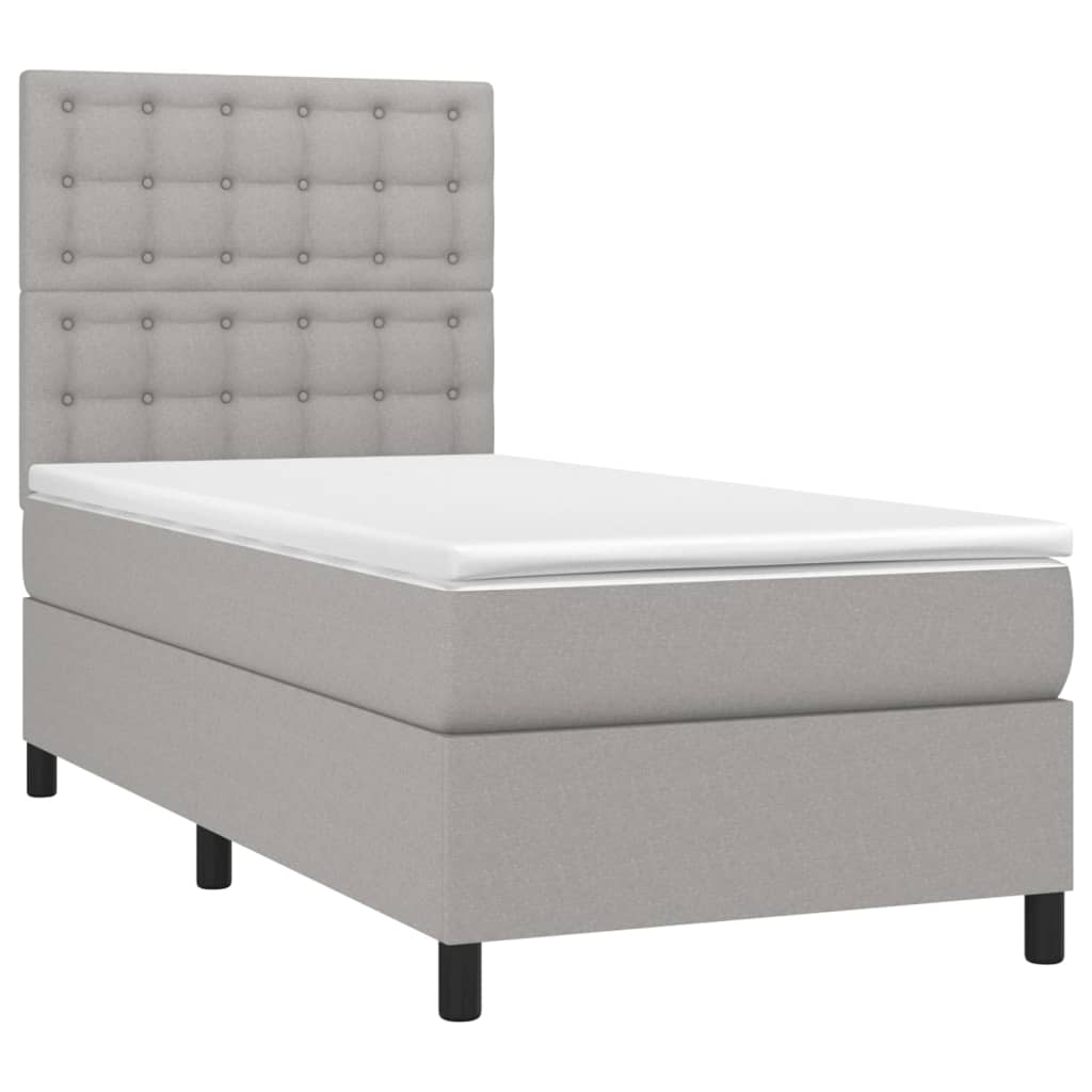 vidaXL Κρεβάτι Boxspring με Στρώμα Ανοιχτό Γκρι 100x200 εκ. Υφασμάτινο