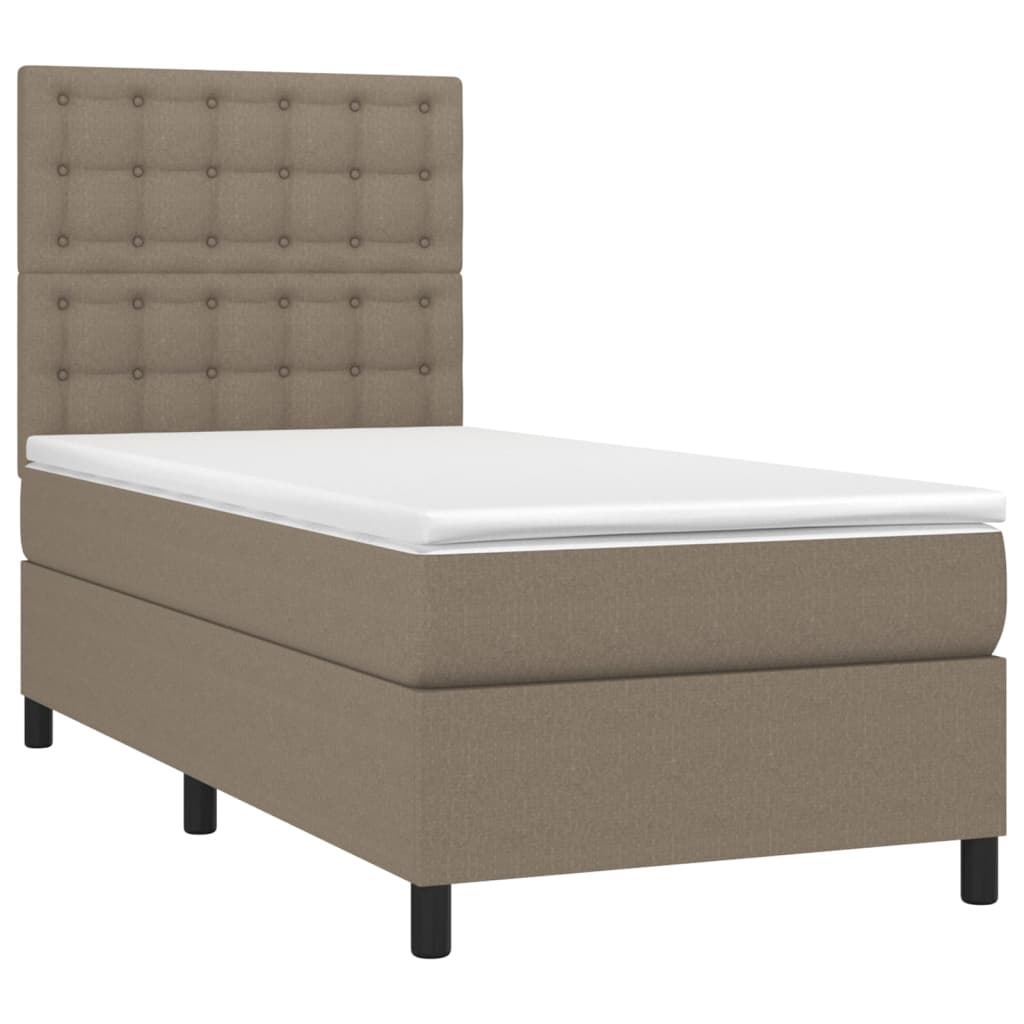 vidaXL Κρεβάτι Boxspring με Στρώμα Taupe 100 x 200 εκ. Υφασμάτινο