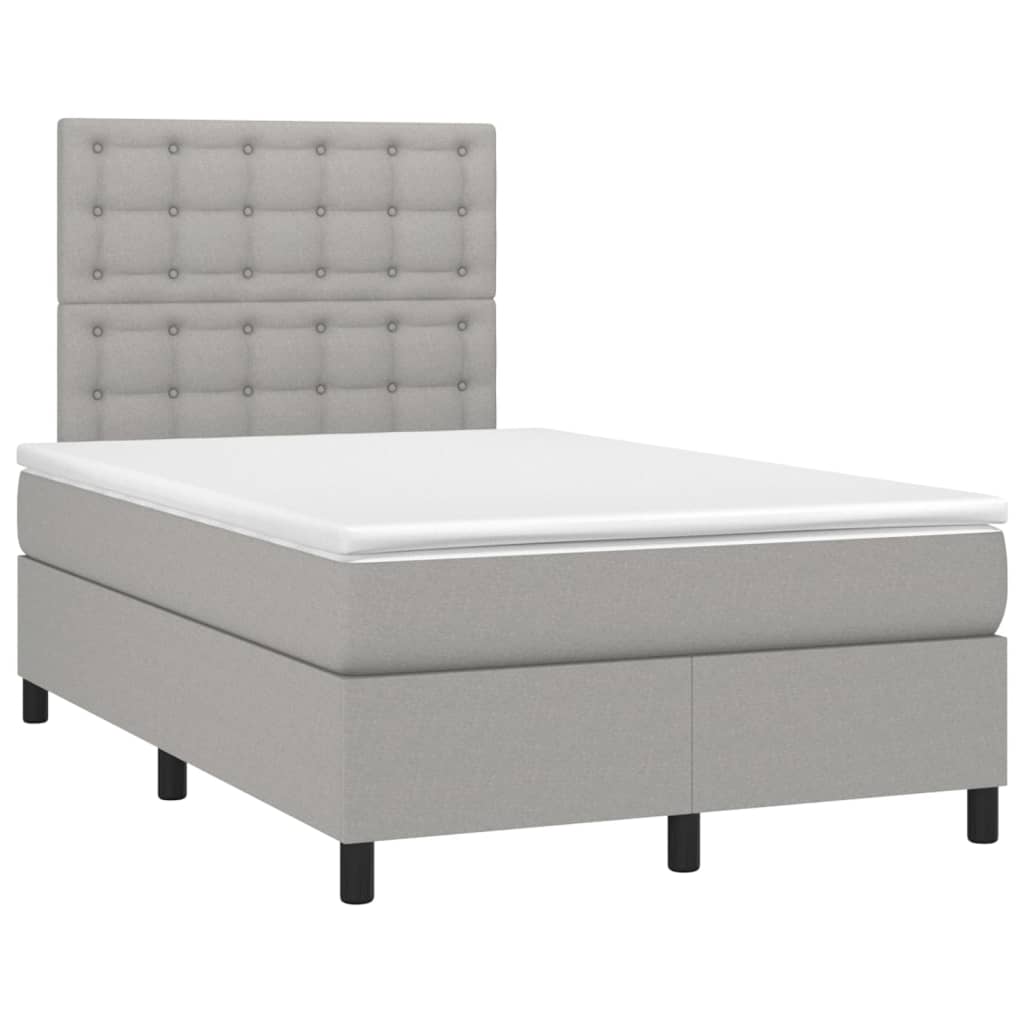 vidaXL Κρεβάτι Boxspring με Στρώμα Ανοιχτό Γκρι 120x200 εκ. Υφασμάτινο