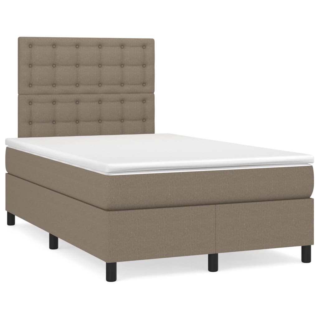vidaXL Κρεβάτι Boxspring με Στρώμα Taupe 120x200 εκ. Υφασμάτινο