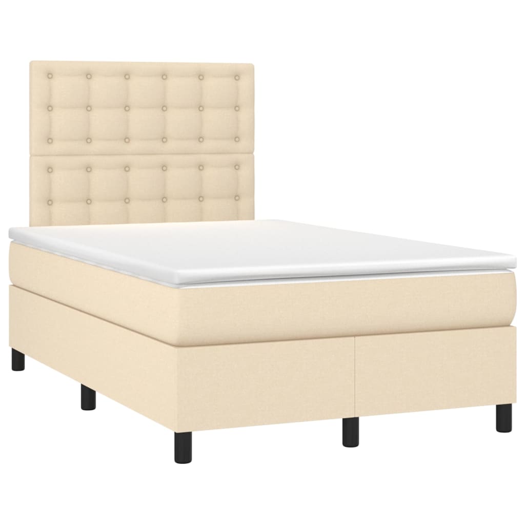 vidaXL Κρεβάτι Boxspring με Στρώμα Κρεμ 120x200 εκ. Υφασμάτινο