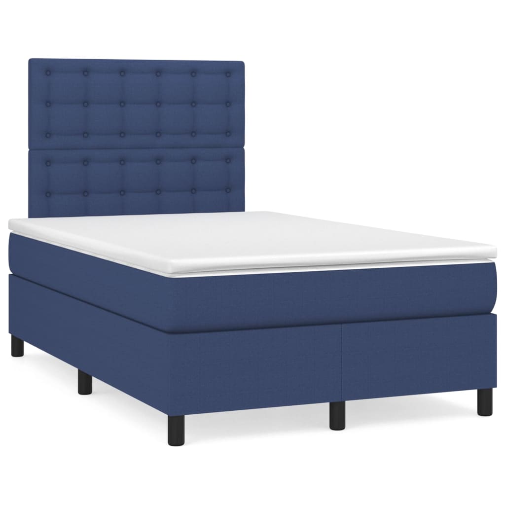 vidaXL Κρεβάτι Boxspring με Στρώμα Μπλε 120x200 εκ. Υφασμάτινο