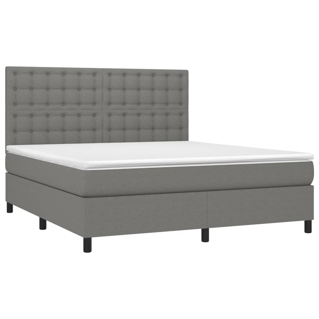 vidaXL Κρεβάτι Boxspring με Στρώμα Σκούρο Γκρι 180x200 εκ Υφασμάτιν
