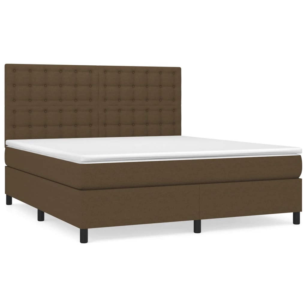 vidaXL Κρεβάτι Boxspring με Στρώμα Σκούρο Καφέ 180x200 εκ Υφασμάτινο