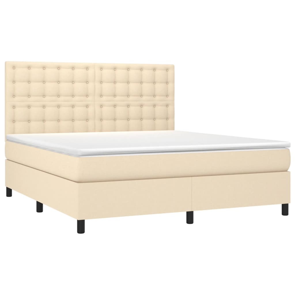 vidaXL Κρεβάτι Boxspring με Στρώμα Κρεμ 180x200 εκ. Υφασμάτινο