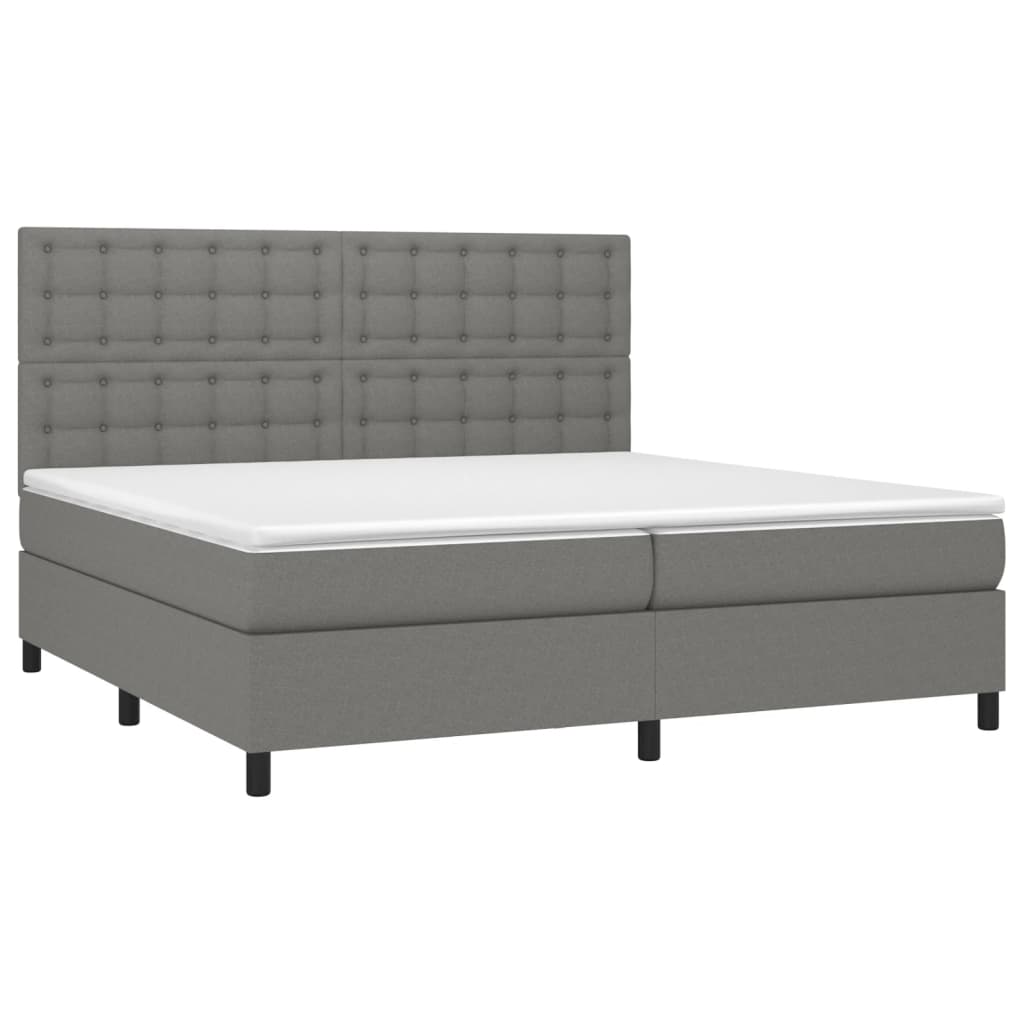 vidaXL Κρεβάτι Boxspring με Στρώμα Σκούρο Γκρι 200x200 εκ. Υφασμάτινο