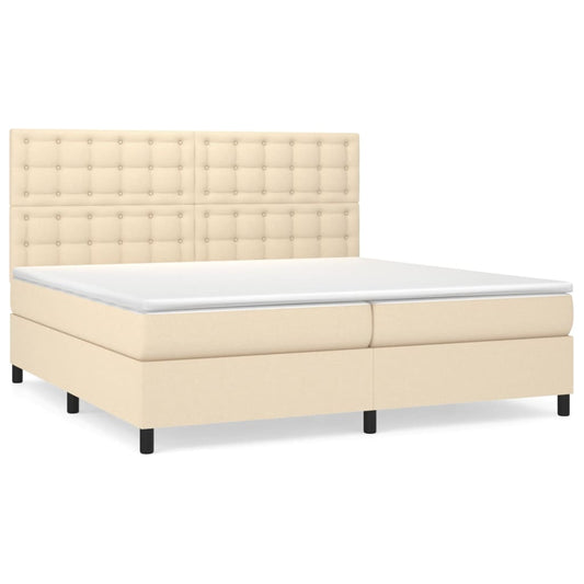 vidaXL Κρεβάτι Boxspring με Στρώμα Κρεμ 200x200 εκ. Υφασμάτινο