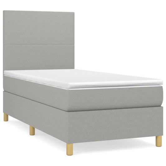 vidaXL Κρεβάτι Boxspring με Στρώμα Ανοιχτό Γκρι 80x200 εκ. Υφασμάτινο