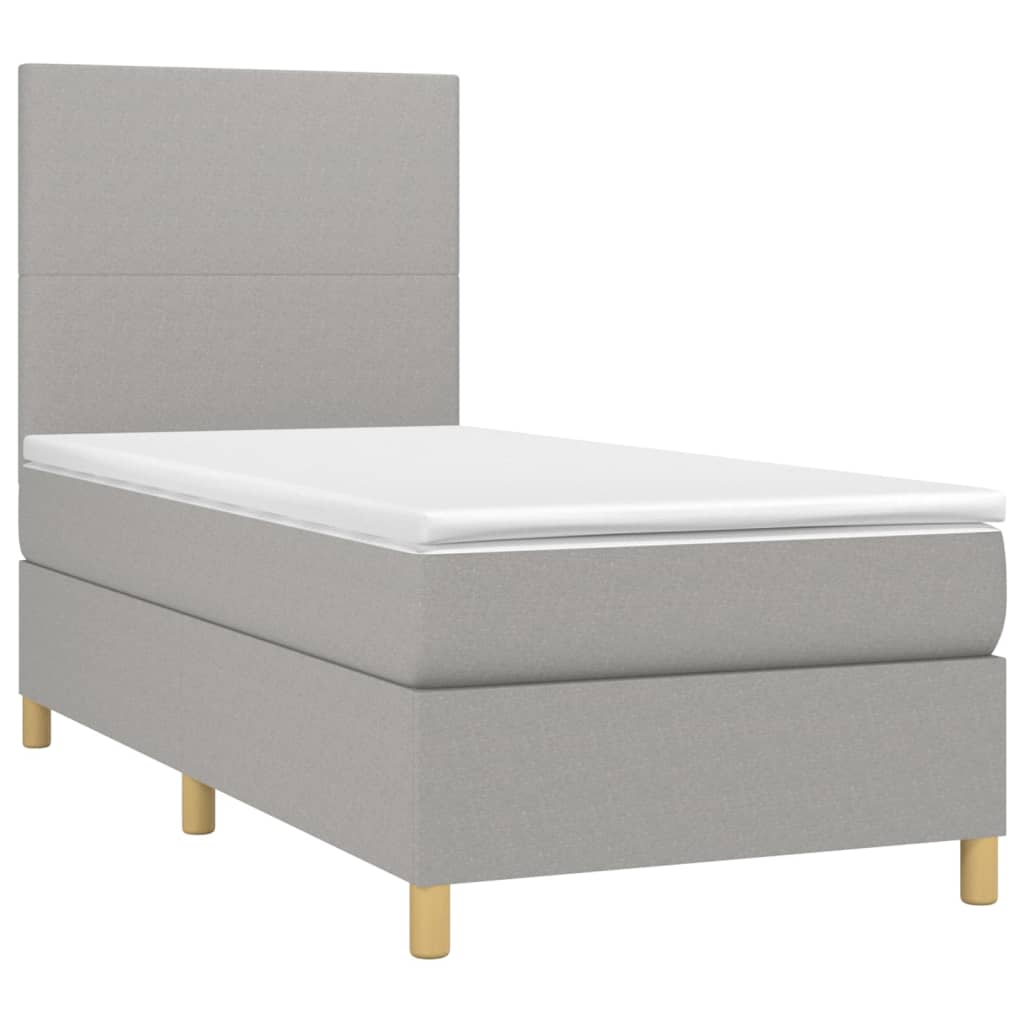 vidaXL Κρεβάτι Boxspring με Στρώμα Ανοιχτό Γκρι 80x200 εκ. Υφασμάτινο